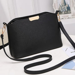 Metal Decor Textured Crossbody Bag Faux Leather Shoulder Purse