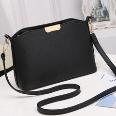 Metal Decor Textured Crossbody Bag Faux Leather Shoulder Purse