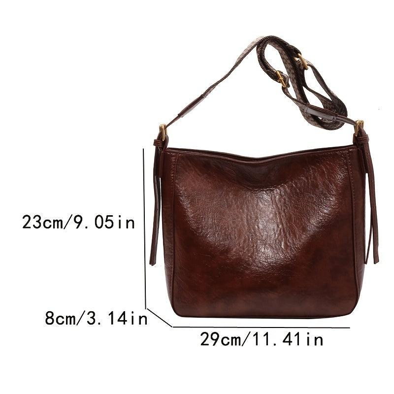Retro Tote Bag Waterproof Faux Leather Women's Crossbody Bag
