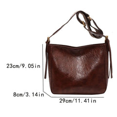 Retro Tote Bag Waterproof Faux Leather Women's Crossbody Bag