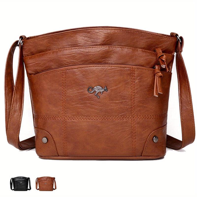 Multi-Pocket Crossbody Bag Soft Textured Shoulder Bag