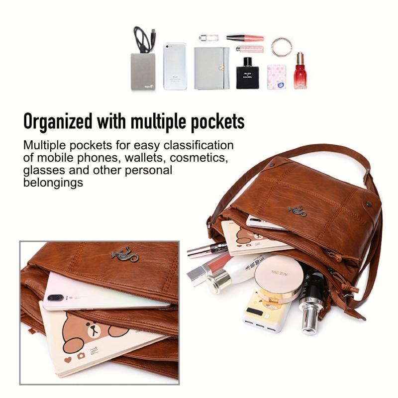 Multi-Pocket Crossbody Bag Soft Textured Shoulder Bag