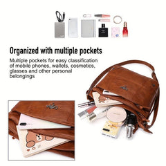 Multi-Pocket Crossbody Bag Soft Textured Shoulder Bag