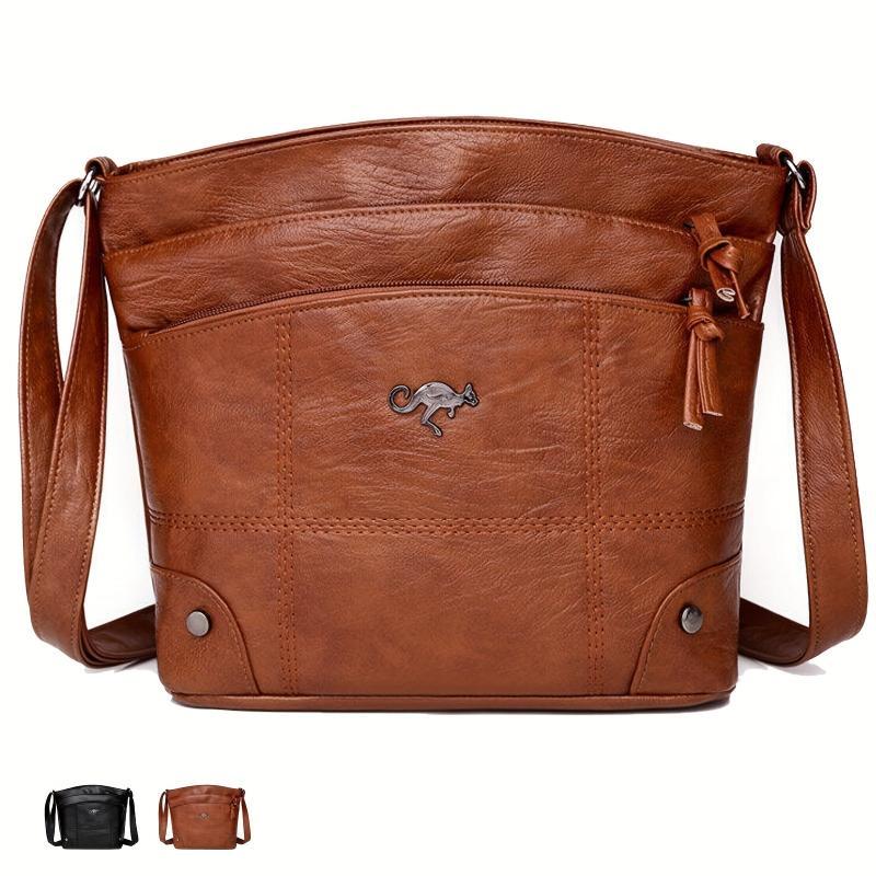 Multi-Pocket Crossbody Bag Soft Textured Shoulder Bag