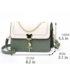 Embroidery Detail Flap Square Bag Chain Crossbody Purse