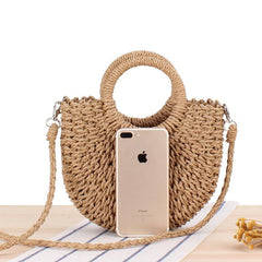 Rattan Woven Straw Beach Handbag Crossbody Bag