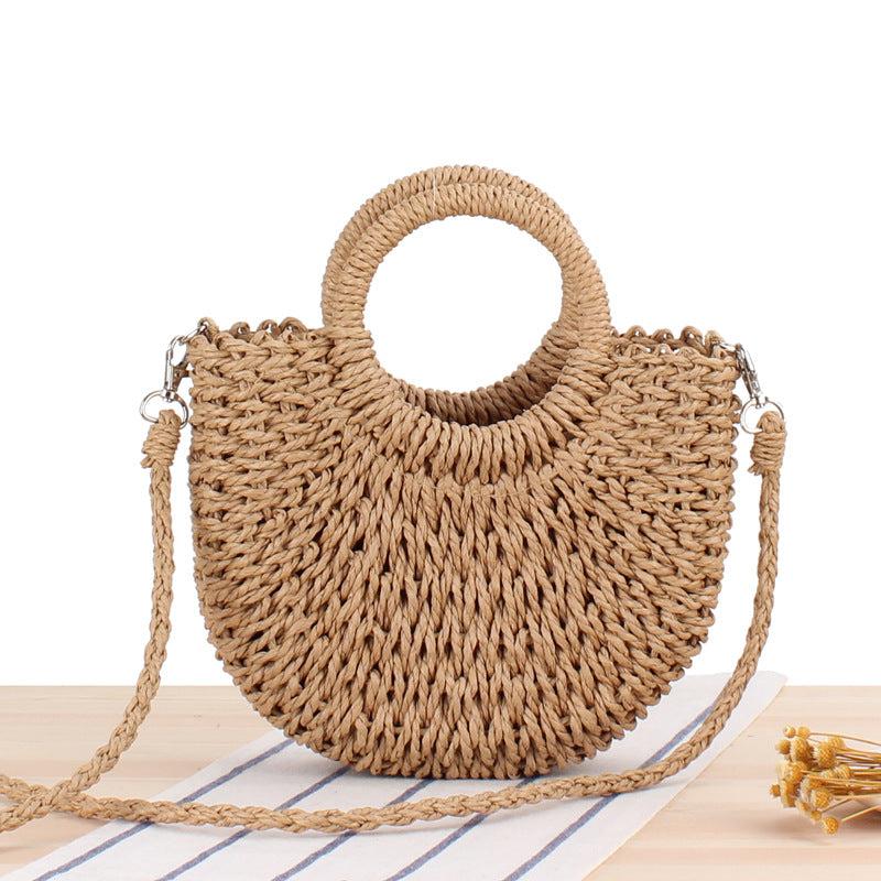 Rattan Woven Straw Beach Handbag Crossbody Bag