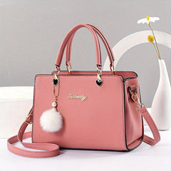 Women's Letter Decor Crossbody Bag Double Handle Satchel Purse