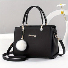 Women's Letter Decor Crossbody Bag Double Handle Satchel Purse