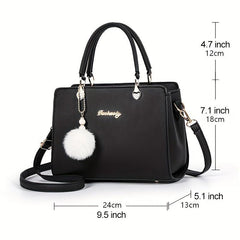 Women's Letter Decor Crossbody Bag Double Handle Satchel Purse