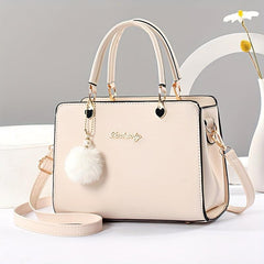 Women's Letter Decor Crossbody Bag Double Handle Satchel Purse