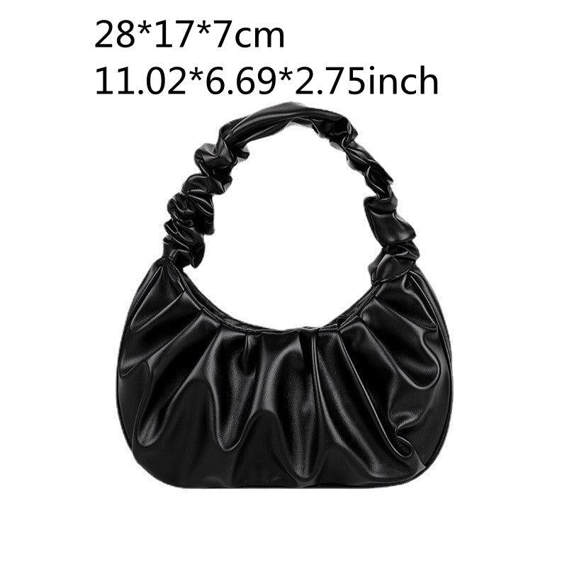 Cloud Ruched Handbag Shoulder Bag Women's PU Leather Purse