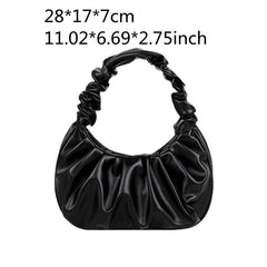 Cloud Ruched Handbag Shoulder Bag Women's PU Leather Purse