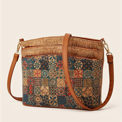Vintage Flower Print Crossbody Bag Women's Tree Bark Pattern Purse