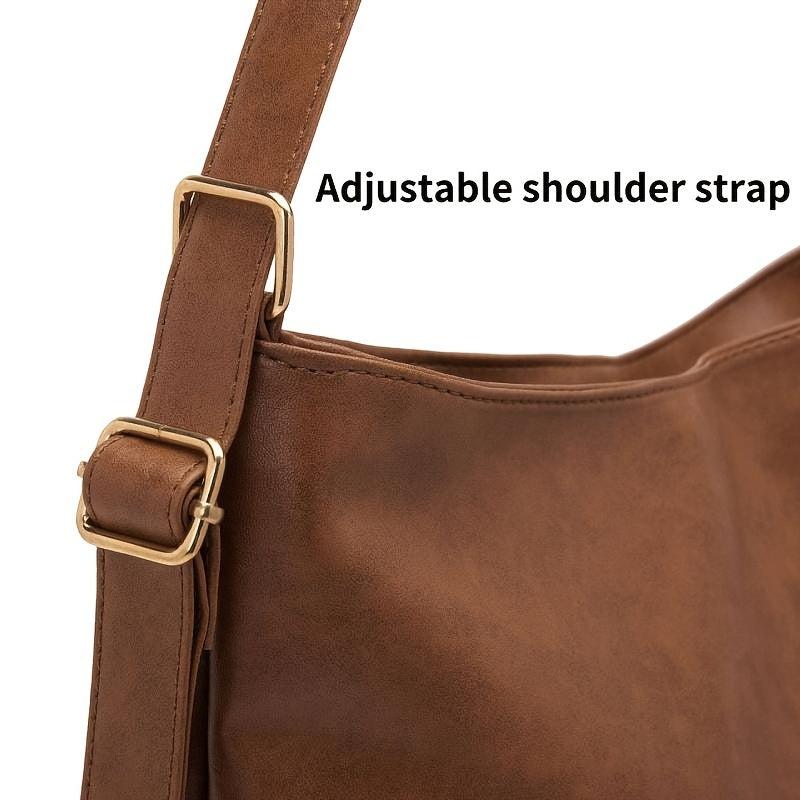 Retro Hobo Large Capacity Tote Bag PU Leather Textured Backpack