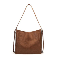 Retro Hobo Large Capacity Tote Bag PU Leather Textured Backpack