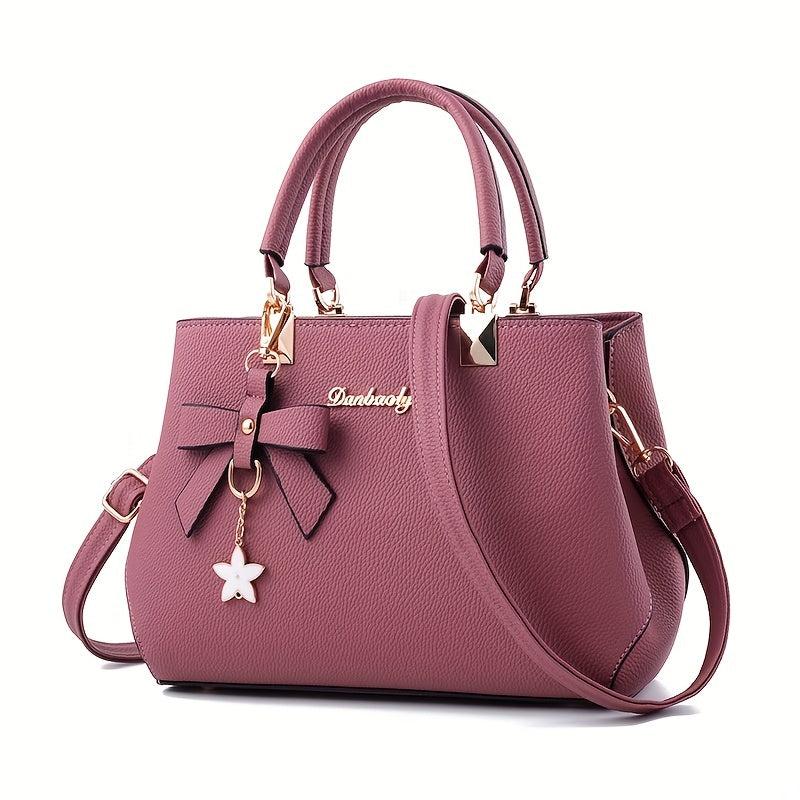 Bow Decor Handbags For Women Solid Crossbody Bag Satchel Purse