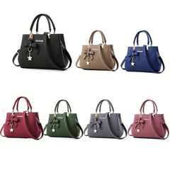 Bow Decor Handbags For Women Solid Crossbody Bag Satchel Purse