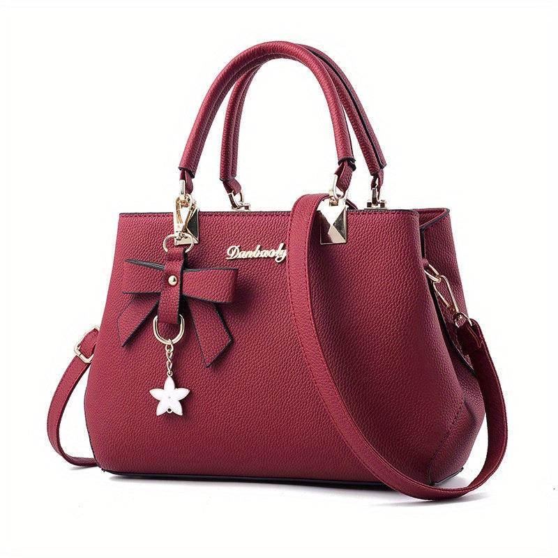 Bow Decor Handbags For Women Solid Crossbody Bag Satchel Purse