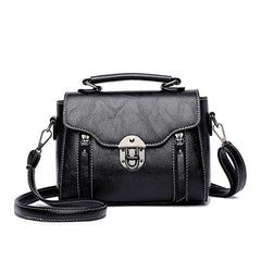 Retro Solid Crossbody Satchel Bag PU Leather Textured Bag