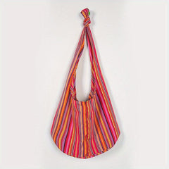Vintage Striped Crossbody Bag Boho Style Shoulder Bag Canvas Travel Bag