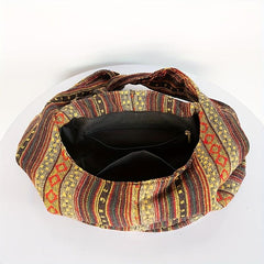 Vintage Striped Crossbody Bag Boho Style Shoulder Bag Canvas Travel Bag