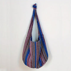 Vintage Striped Crossbody Bag Boho Style Shoulder Bag Canvas Travel Bag