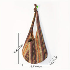 Vintage Striped Crossbody Bag Boho Style Shoulder Bag Canvas Travel Bag
