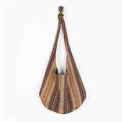Vintage Striped Crossbody Bag Boho Style Shoulder Bag Canvas Travel Bag