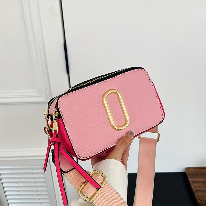 Metal Decor Crossbody Bag Mini Square Purse