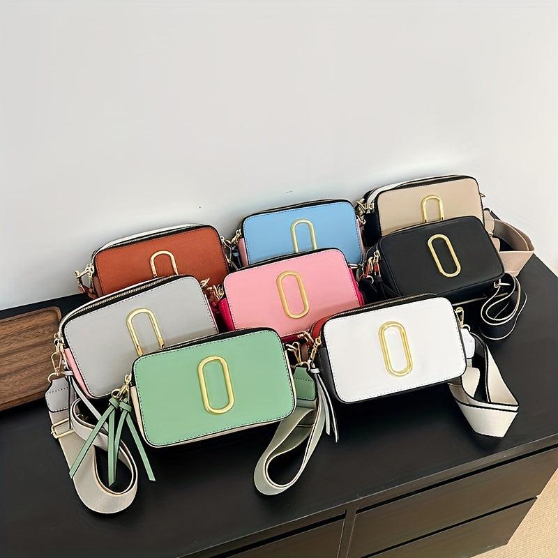 Metal Decor Crossbody Bag Mini Square Purse