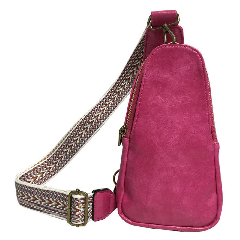 Faux Leather Zipper Chest Bag Women's Fanny Pack