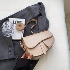 Versatile Crossbody Flap Shoulder Bag PU Leather Saddle Bag