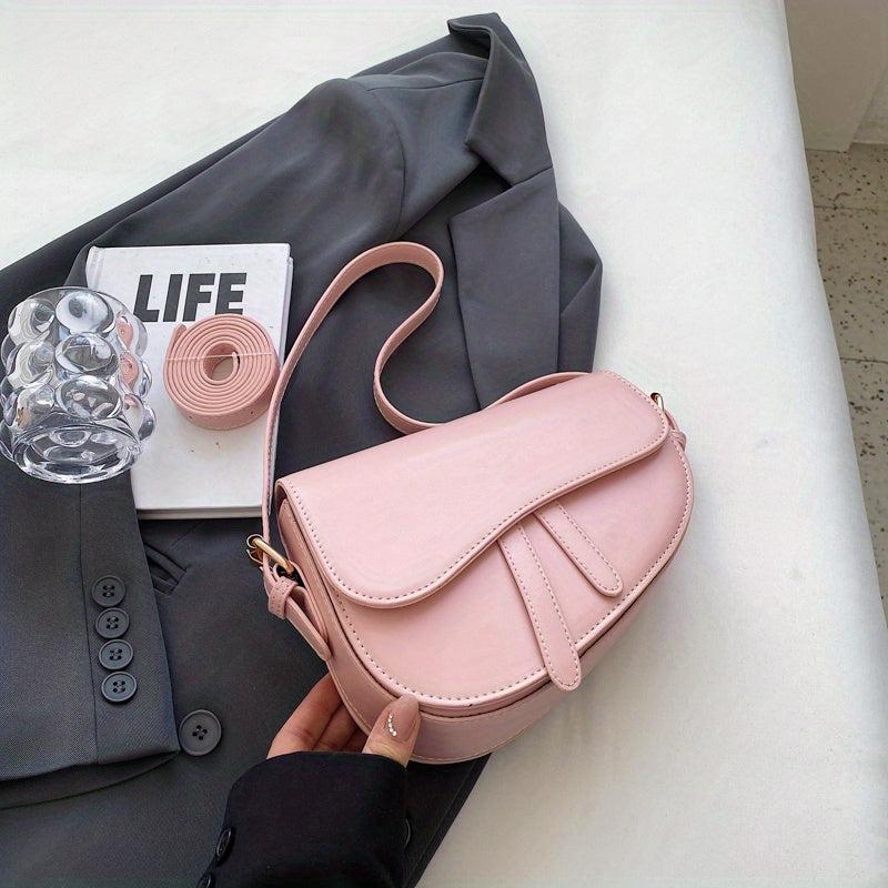 Versatile Crossbody Flap Shoulder Bag PU Leather Saddle Bag