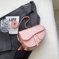 Versatile Crossbody Flap Shoulder Bag PU Leather Saddle Bag