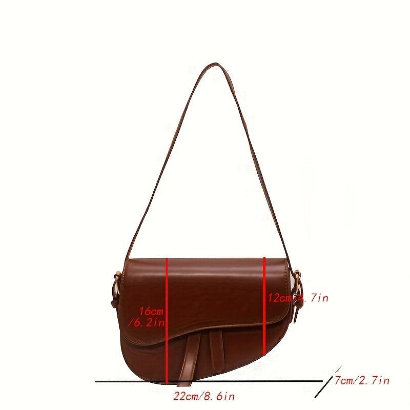 Versatile Crossbody Flap Shoulder Bag PU Leather Saddle Bag