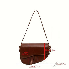 Versatile Crossbody Flap Shoulder Bag PU Leather Saddle Bag
