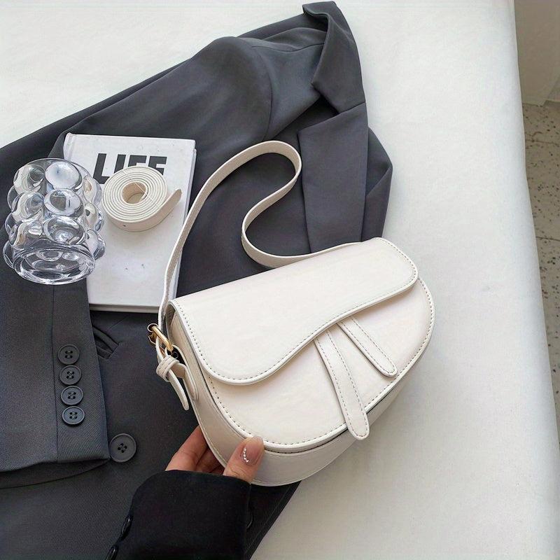 Versatile Crossbody Flap Shoulder Bag PU Leather Saddle Bag
