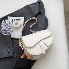 Versatile Crossbody Flap Shoulder Bag PU Leather Saddle Bag