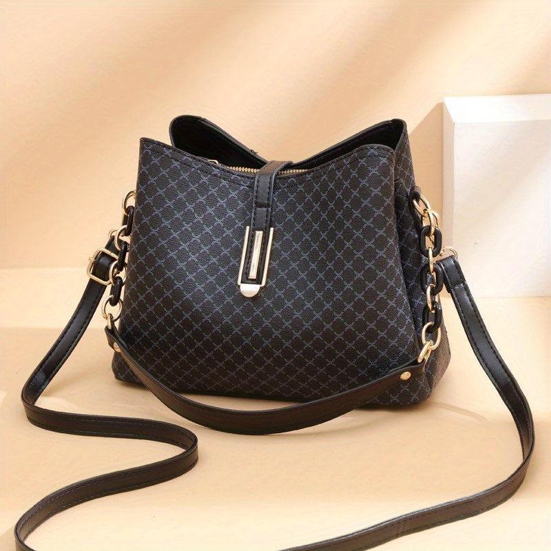 Geometric Pattern Crossbody Bag Vintage Chain Shoulder Bag
