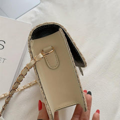 Straw Woven Flap Shoulder Bag Crossbody Bag Versatile Casual Shoulder Bag