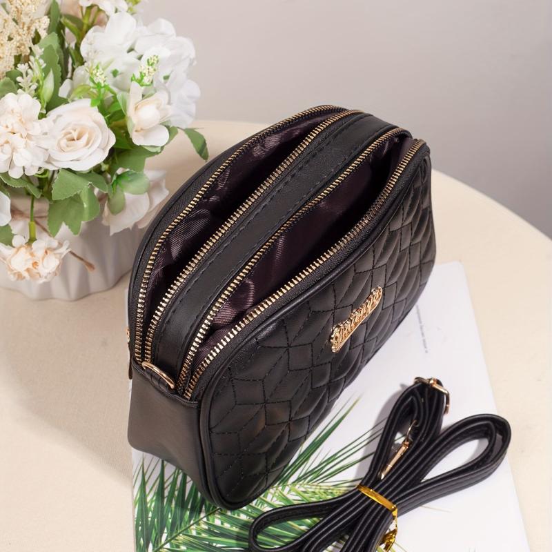 Quilted Square Shoulder Bag Solid Crossbody Bag