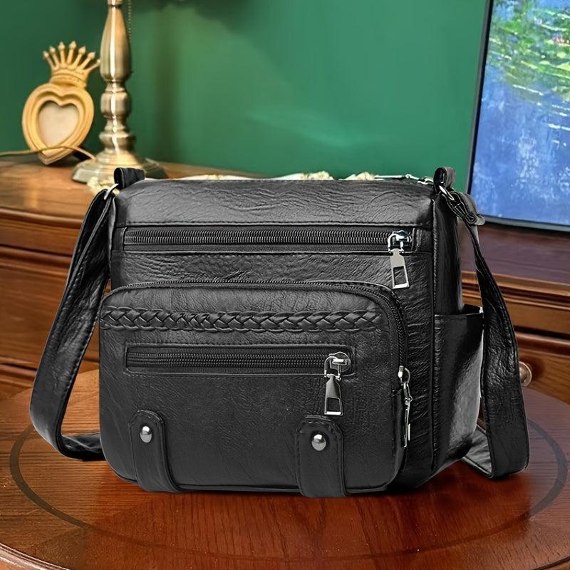 Braided Detail Crossbody Bag Studded Decor Shoulder Bag