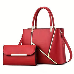 Solid Zipper Tote Bag With Purse Large Capacity Crossbody Bag