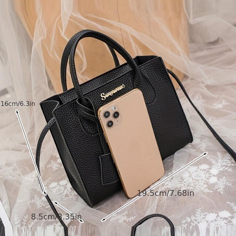 Litchi Pattern Handbag Tote PU Leather Crossbody Purse