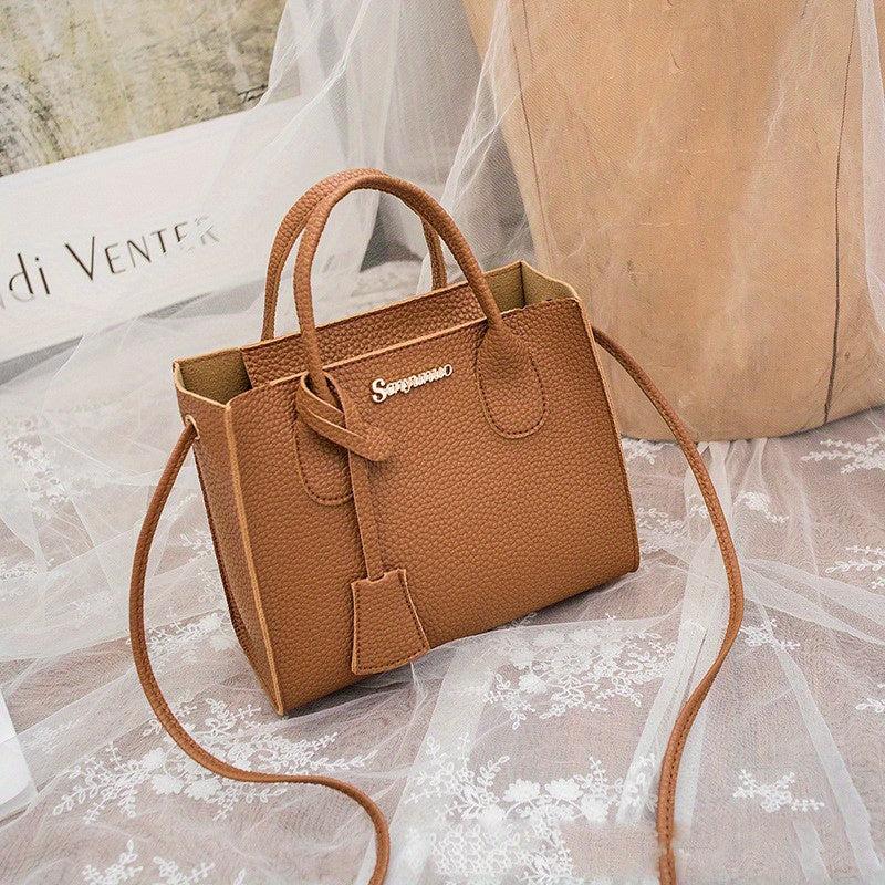 Litchi Pattern Handbag Tote PU Leather Crossbody Purse