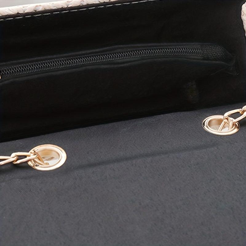 Mini Straw Crossbody Bag Solid Casual Summer Vacation Tote Bag