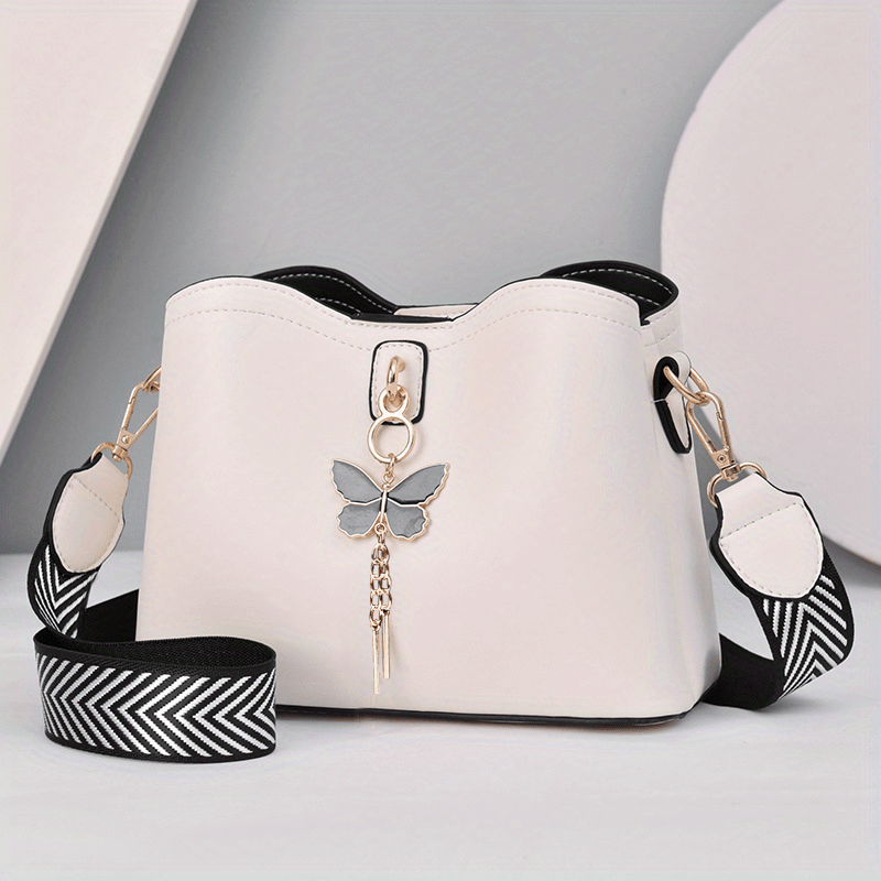 Geometric Strap Crossbody Bag Women's Faux Leather Shoulder Bag