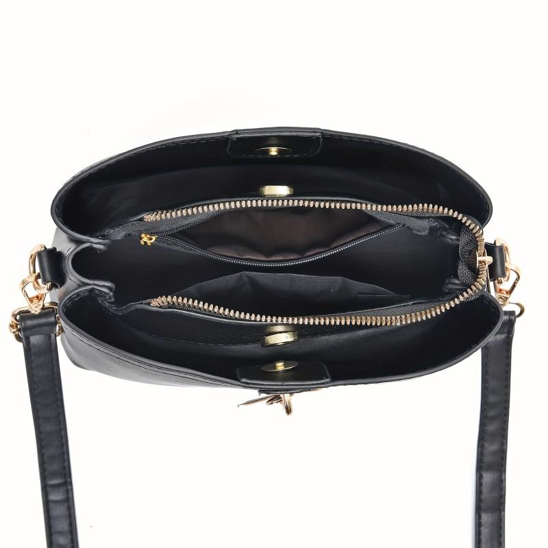 Geometric Strap Crossbody Bag Women's Faux Leather Shoulder Bag