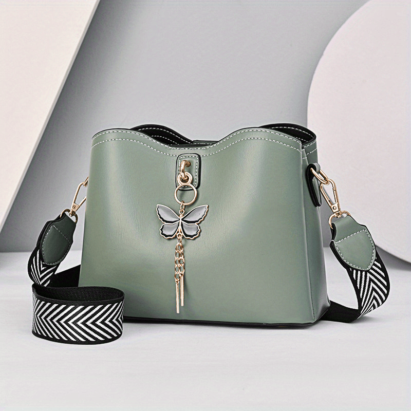 Geometric Strap Crossbody Bag Women's Faux Leather Shoulder Bag